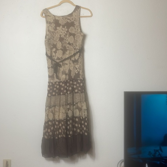 VTG Y2K Womens 16 Gauzy Silk Floral Crochet Long Slip Dress Boho Festival - Picture 5 of 8